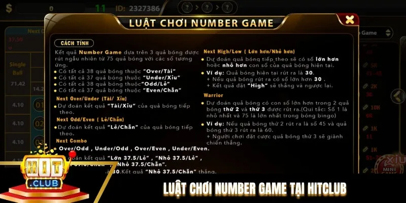 Luật chơi Number Game tại Hitclub Luật chơi Number Game tại Hitclub