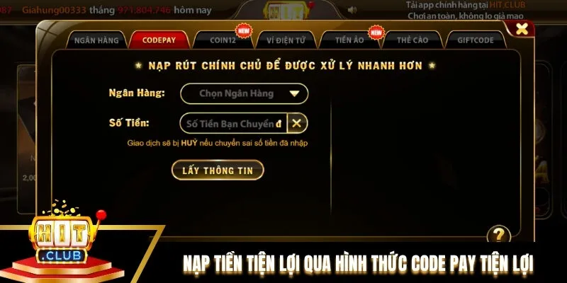 Nạp tiền tiện lợi qua hình thức Code Pay an toàn tiện lợi Nạp tiền tiện lợi qua hình thức Code Pay an toàn tiện lợi